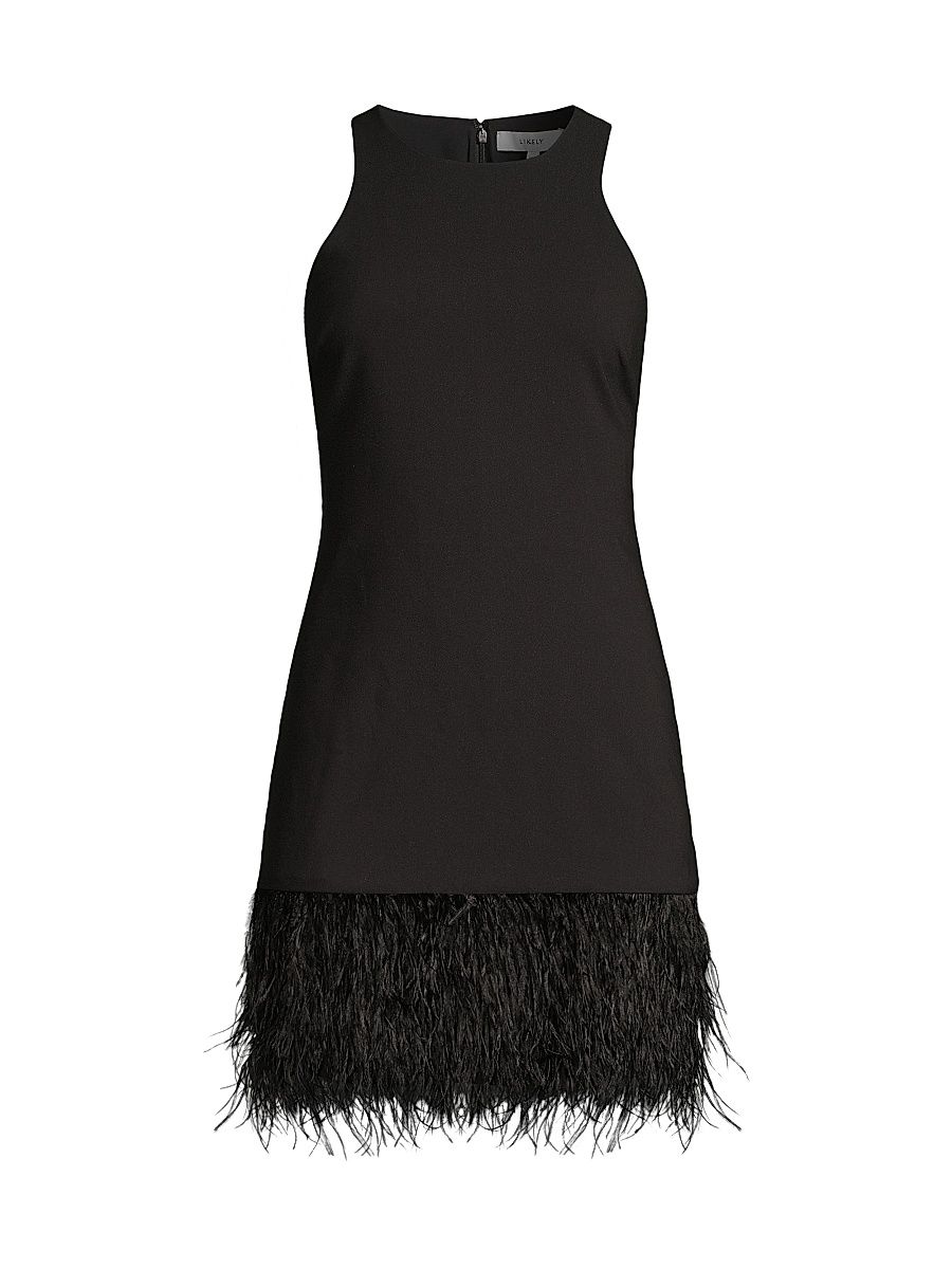 Women's Cami Feather-Hem Minidress - Black - Size 6