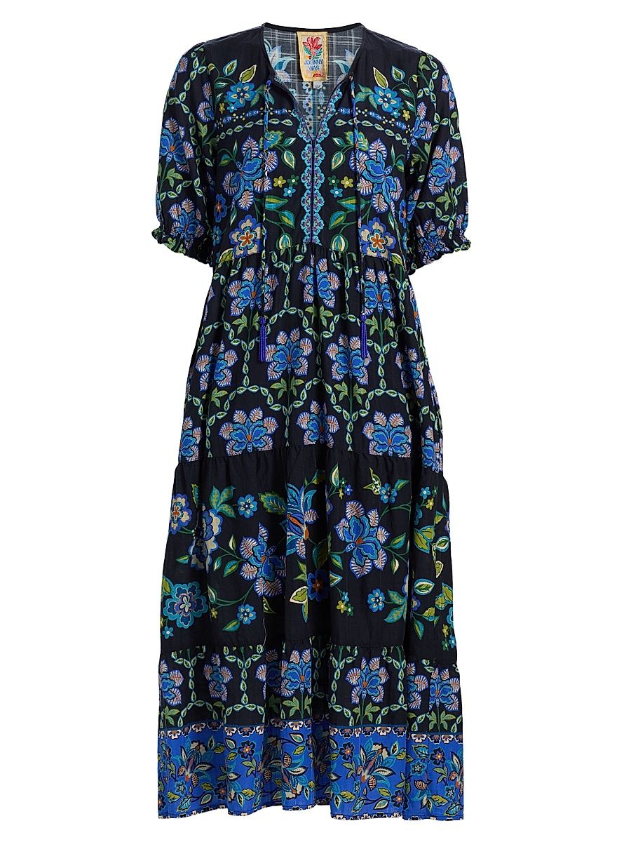 Women's Delmira Floral Cotton-Blend Midi-Dress - Delmira - Size XL