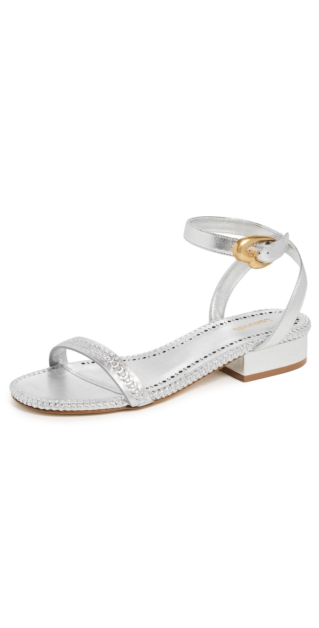 Larroudé Verona Flat Sandals Silver 10