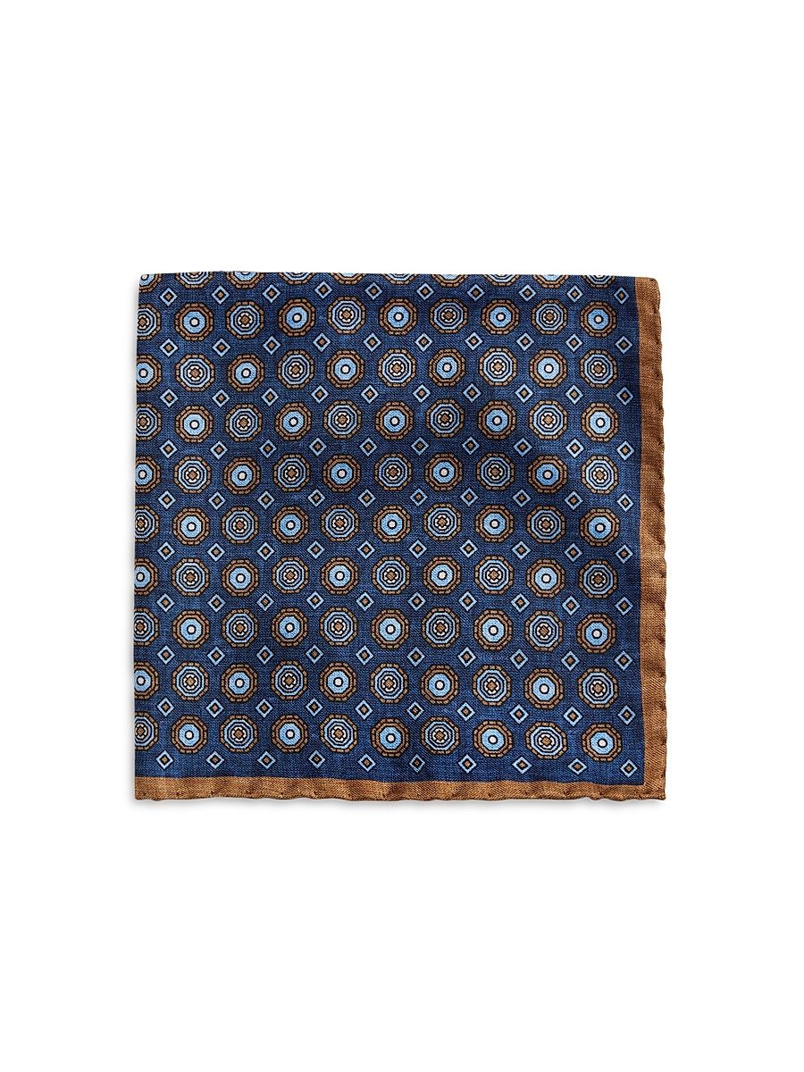 Men's COLLECTION Octagon Silk Pocket Square - Navy