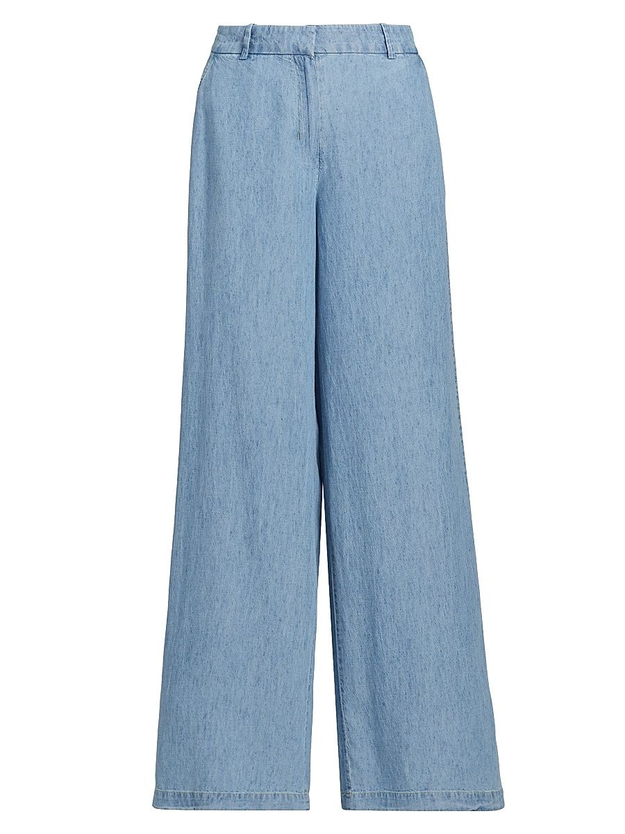 Women's Claude Denim Wide-Leg Pants - Light Blue - Size 4