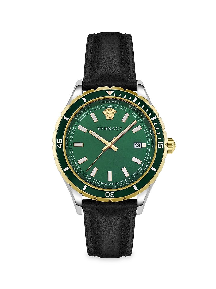 Men's Hellenyium Goldtone Stainless Steel & Leather Watch - Stainless Steel