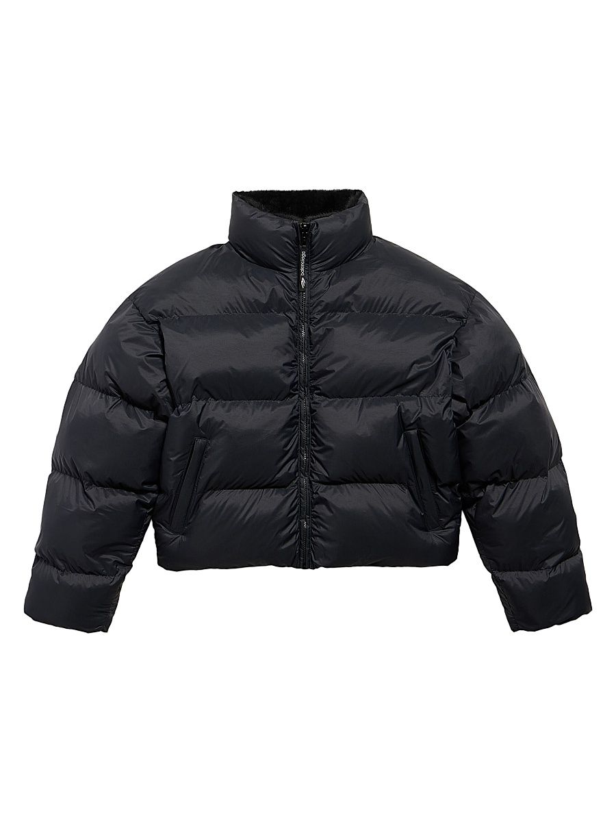 Men's Ski Reversible Puffer Jacket - Black Brown - Size Medium