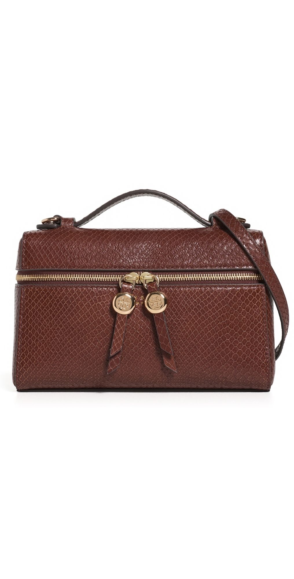 Tory Burch Embossed Snake Slim Top Handle Bag Sweet Maple One Size
