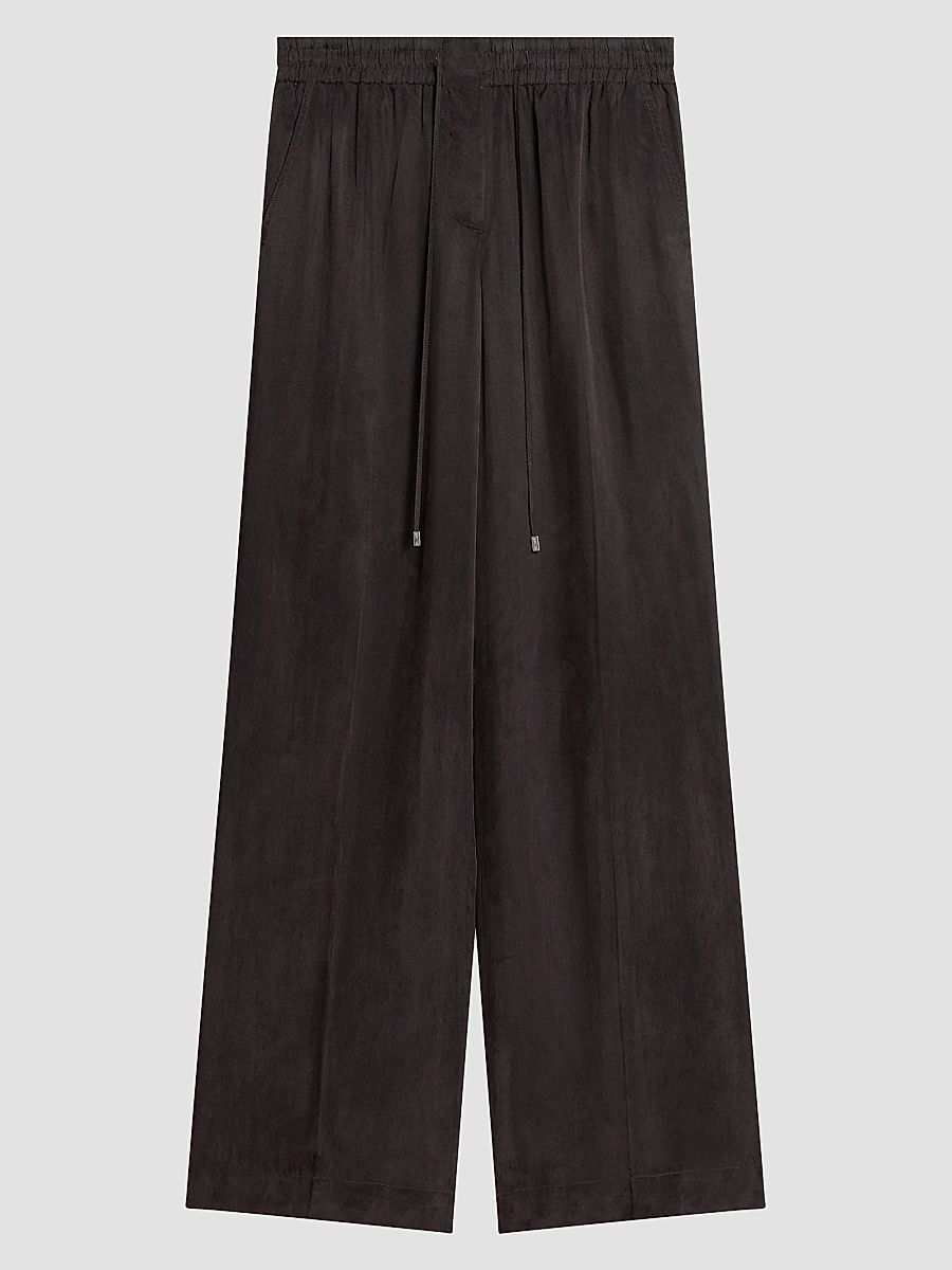 Women's Elasticized Waistband Straight-Leg Pants - Truffle - Size Large