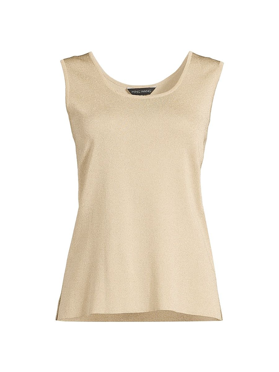 Women's Missy Lurex-Knit Scoopneck Tank - Gold - Size XS