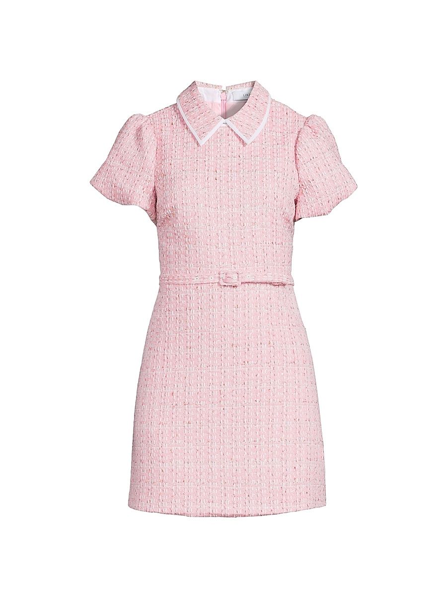 Women's Norma Metallic Tweed Minidress - Pink - Size 14