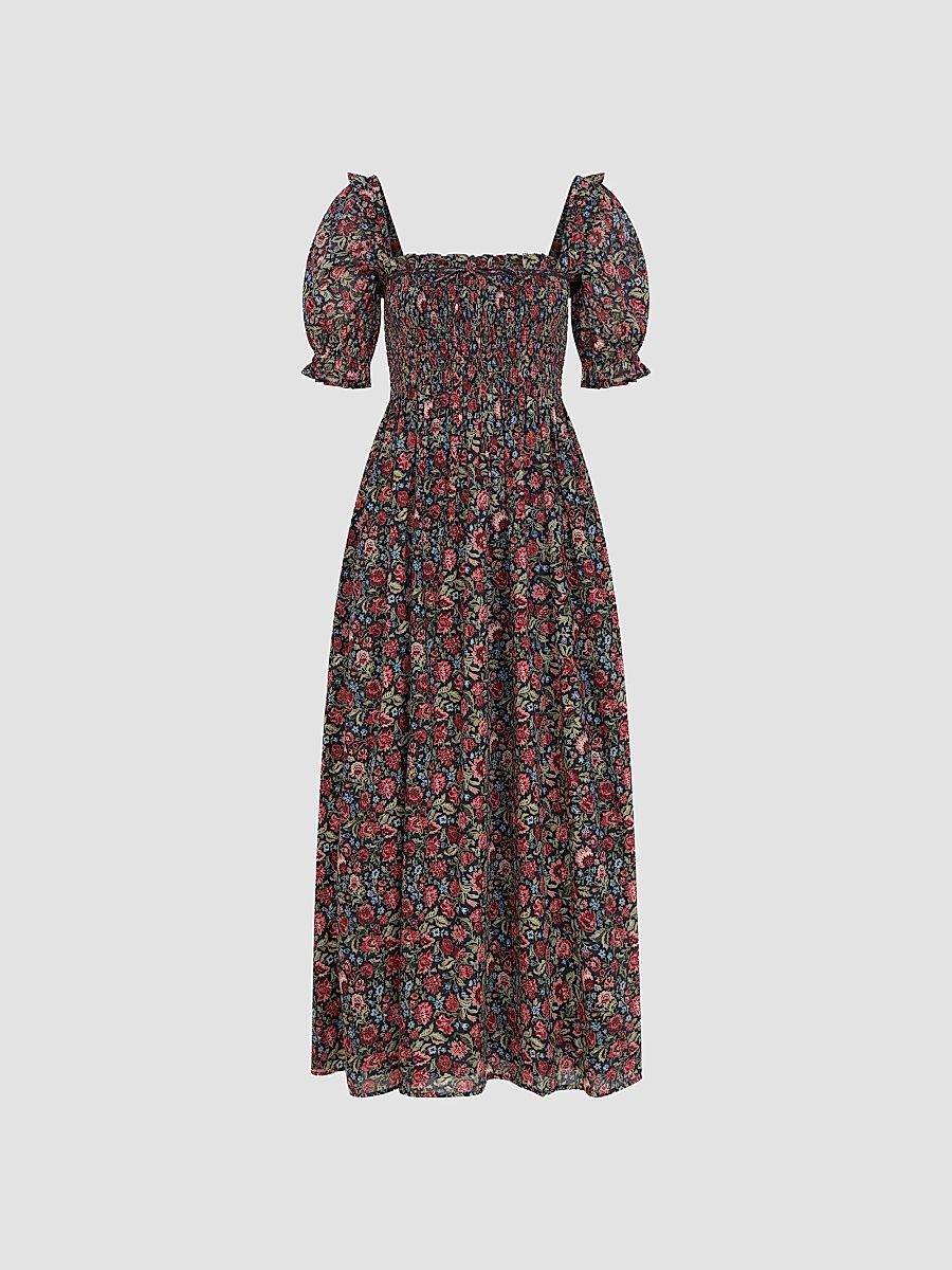 Women's The Scarlett Midi Nap Dress - Jacobean Sprig - Size XXXS