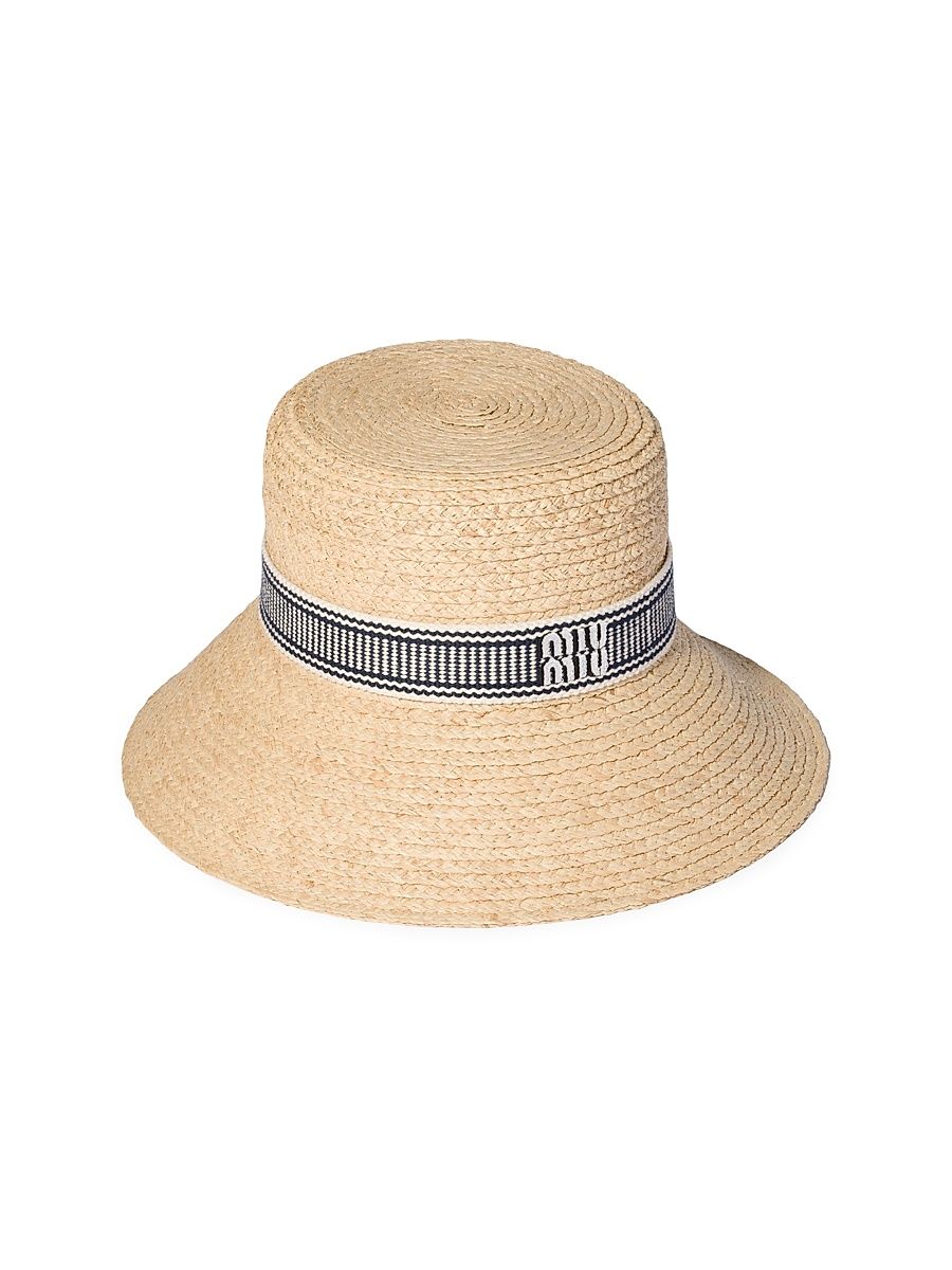 Women's Raffia Hat - Beige Blue - Size Large