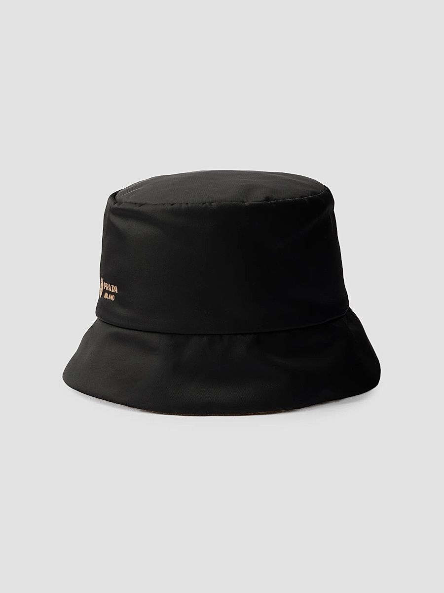 Women's Reversible Re-Nylon and Camel-Hair Bucket Hat - Black - Size Large