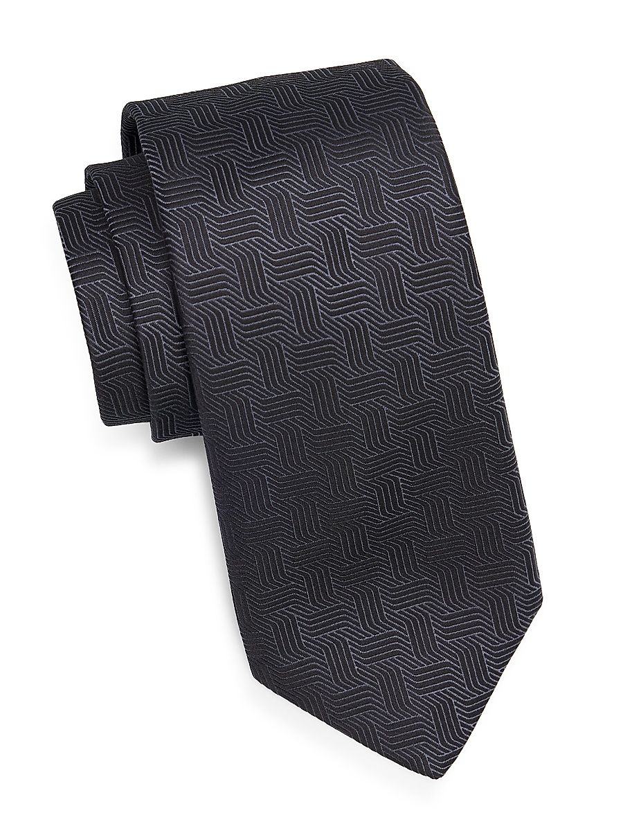 Men's Art Deco Silk Tie - Charcoal