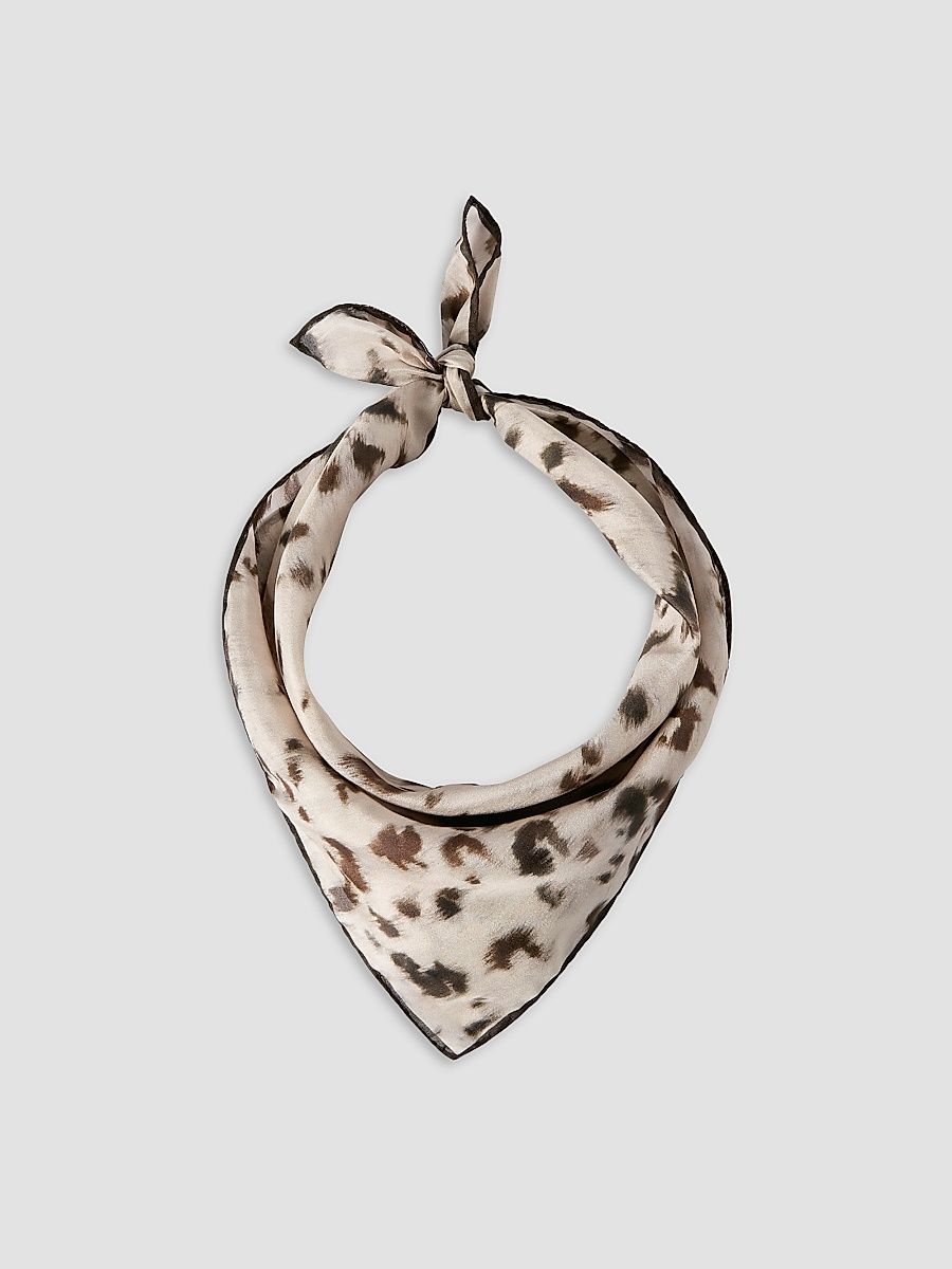 Women's Lynx Print Silk Foulard - Beige