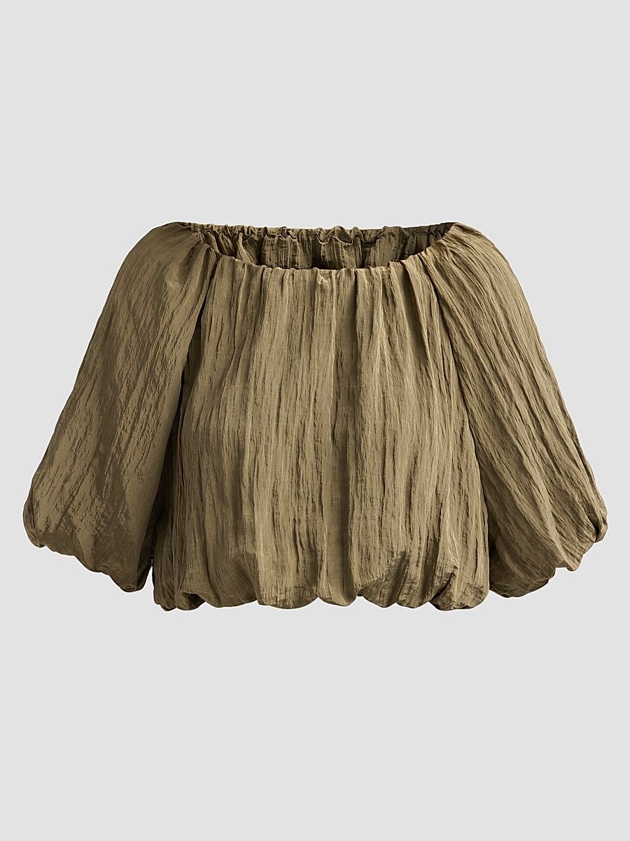 Women's Anni Puff-Sleeve Crop Top - Sea Turtle - Size Small