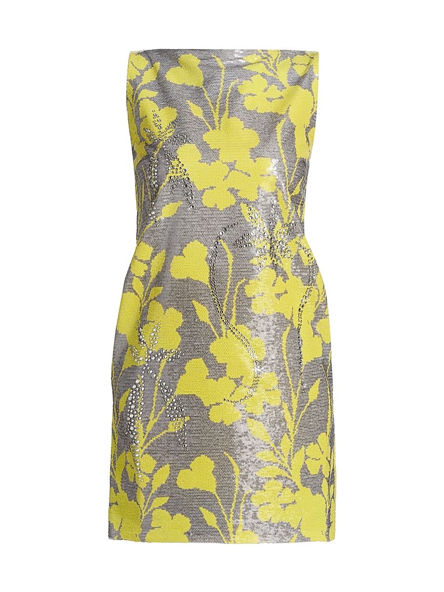 Women's Alessa Rhinestone & Sequin Minidress - Grigio Giallo - Size 10