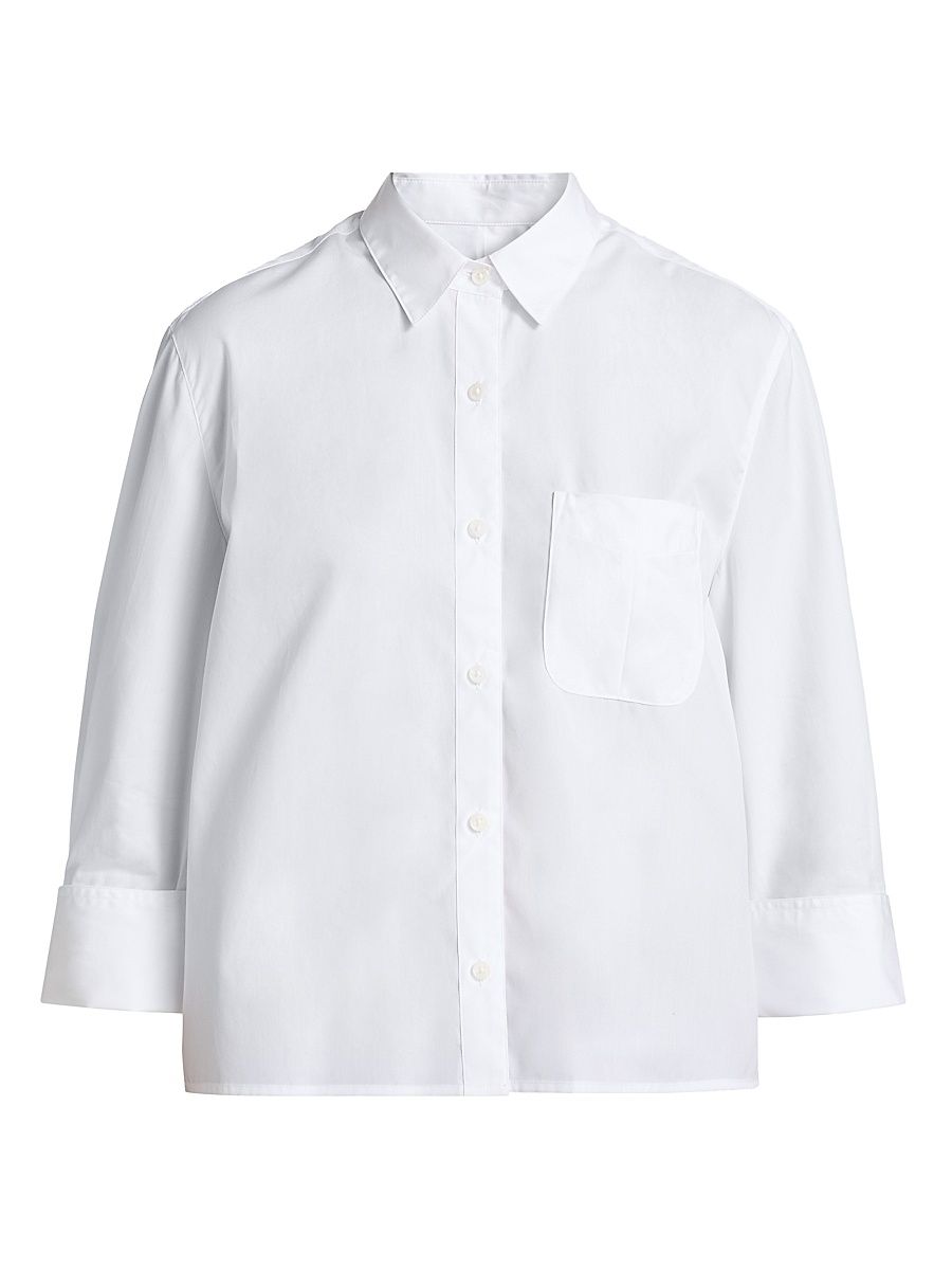 Women's Lucia Cotton Poplin Button-Front Shirt - White - Size XL