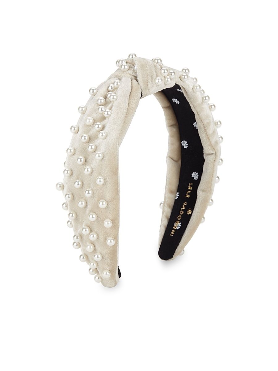 Women's Pearl & Velvet Headband - Ivory