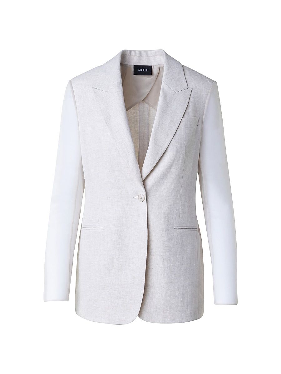 Women's Tiziano Single-Breasted Linen Jacket - Greige - Size 10