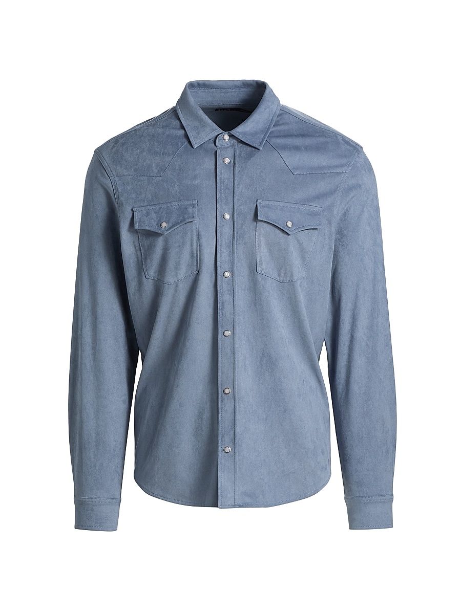 Men's Eastwood Faux Suede Shirt - Steel Blue - Size XXL