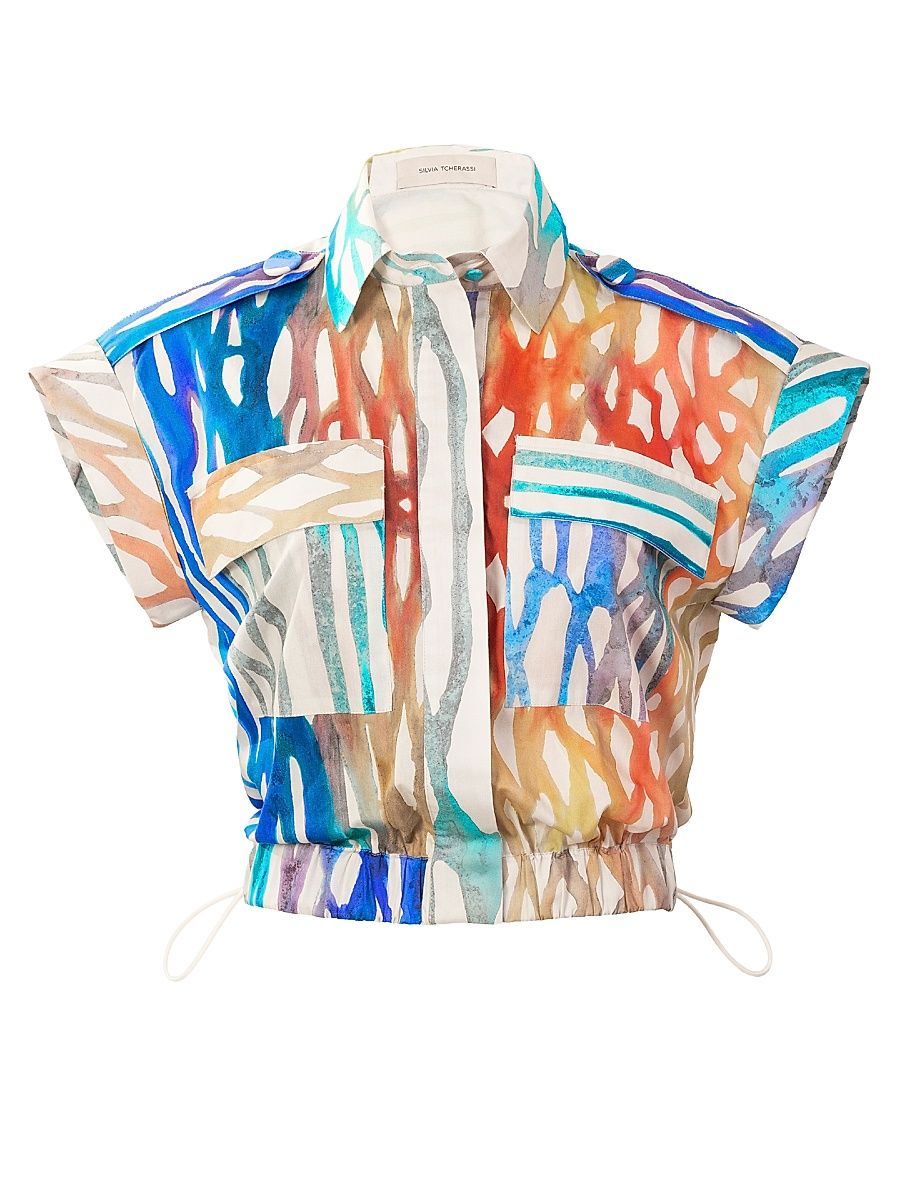 Women's Bara Coral Print Cotton Top - Coral Symphony - Size XL