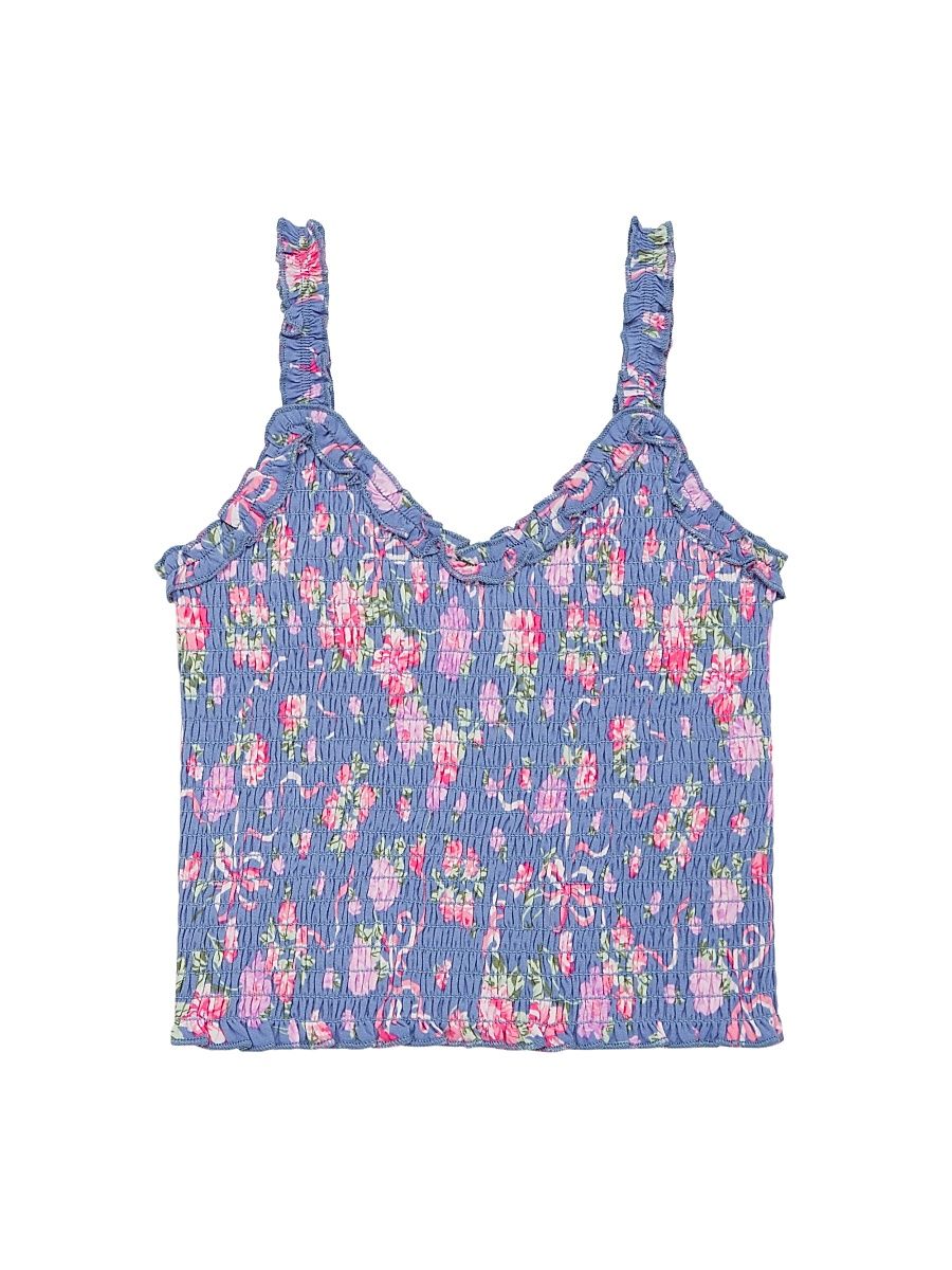 Girl's Shari Top - Blue Bow Floral - Size 14