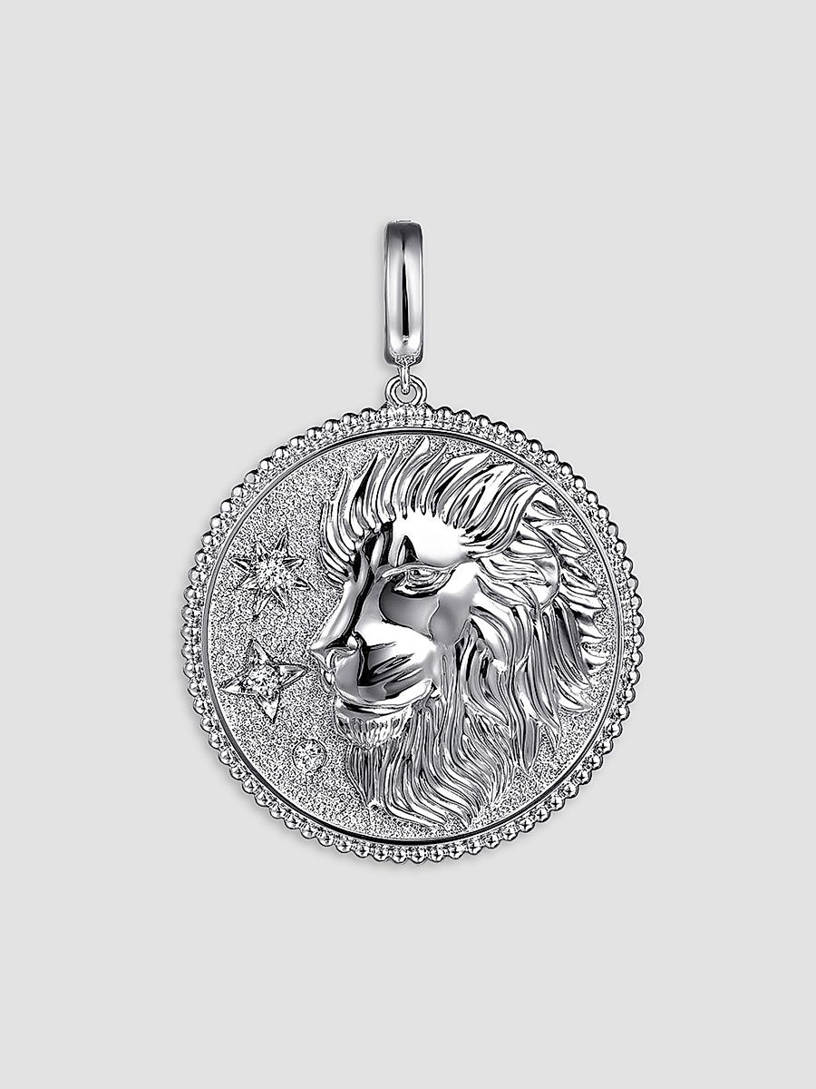 Gabriel & Co Women's Bujukan Leo Medallion Sterling Silver & White Sapphire Pendant - Sterling Silver