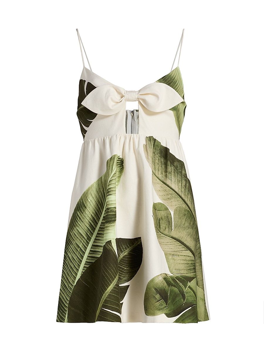 Women's Melvina Babydoll Dress - Jungle Palm Off White - Size 8