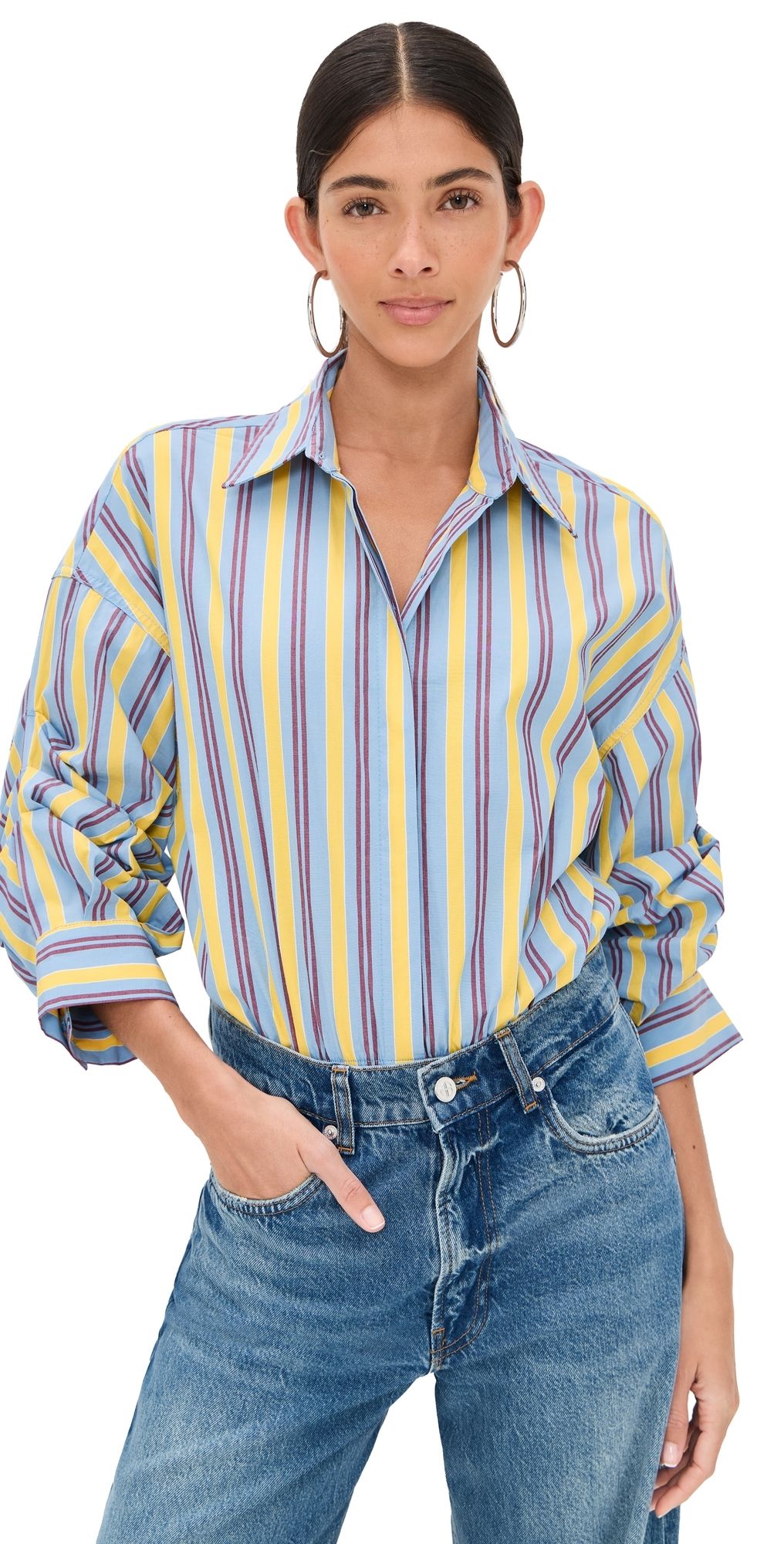 STAUD Traverse Thong Bodysuit Linus Stripe XL