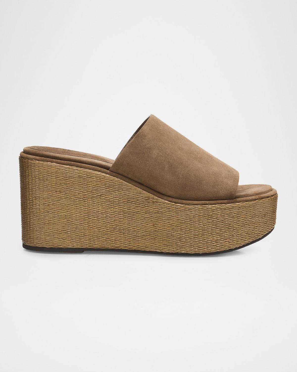 Suede & Raffia Wedge Sandals