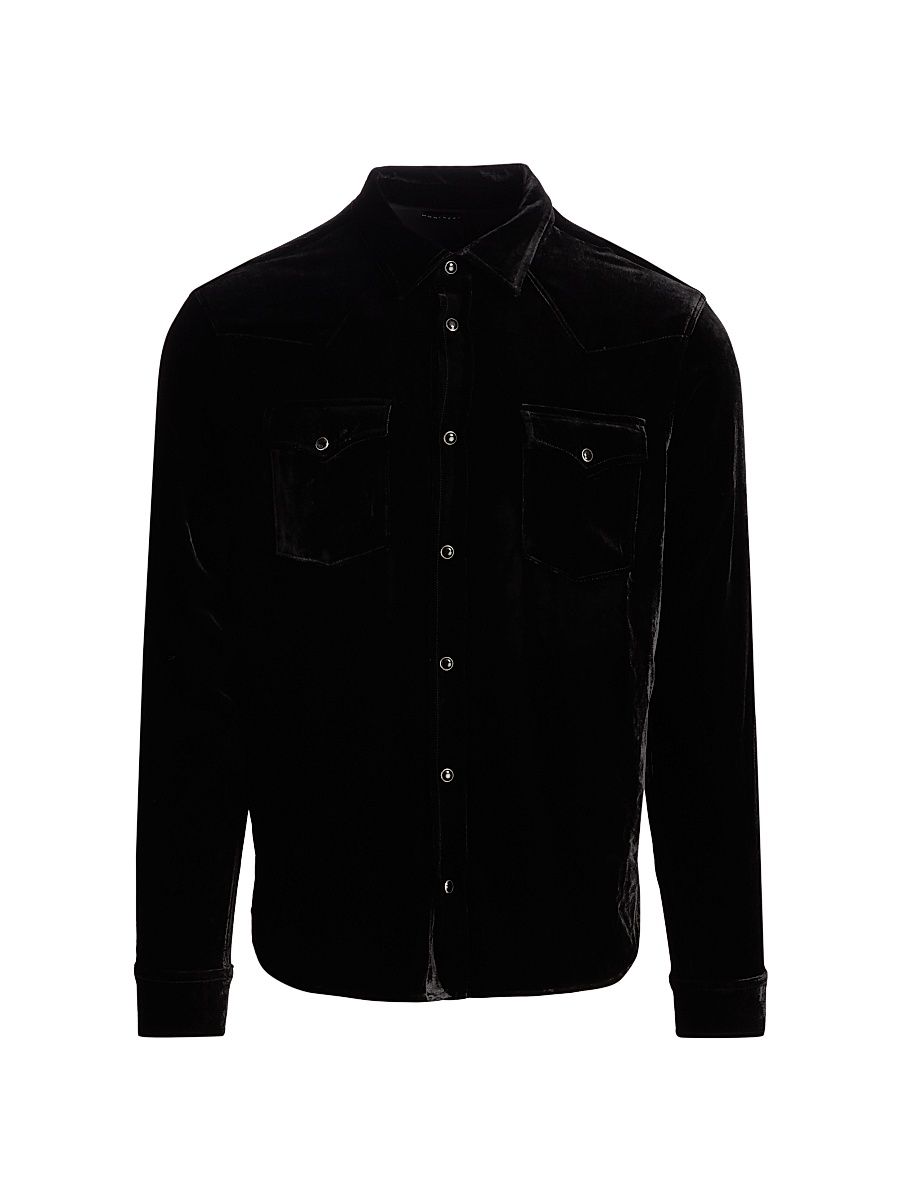 Men's Eastwood Velvet Shirt - Eastwood Velvet Noir - Size Large