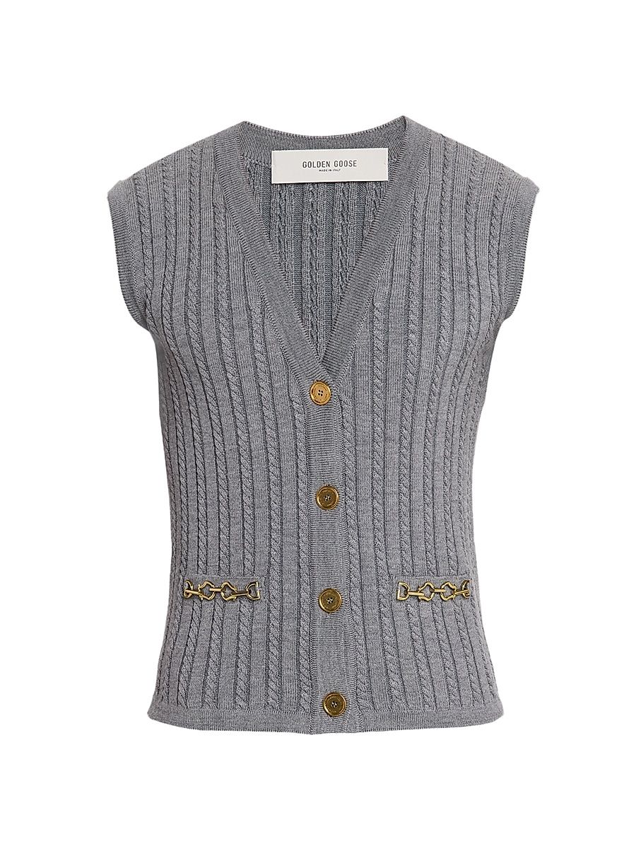 Men's Journey Cable-Knit Sweater Vest - Grey - Size XXS