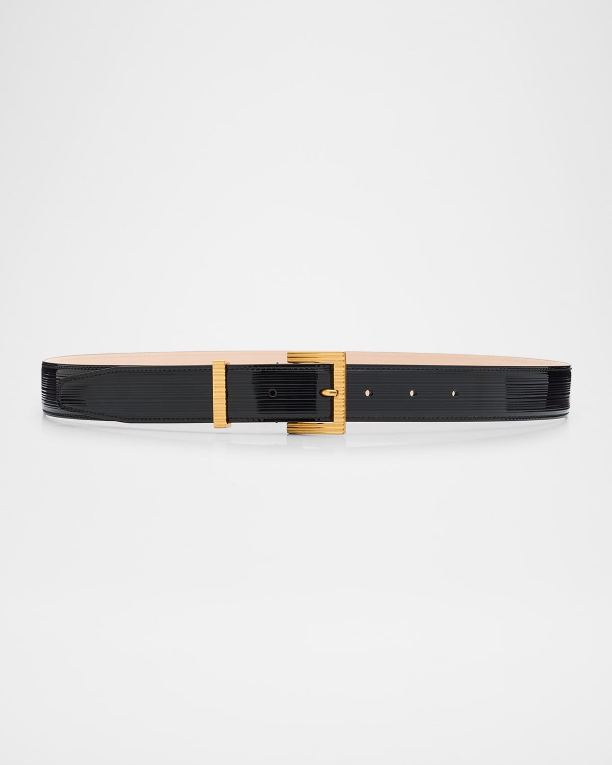 Perfume Striped Patent Leather Belt