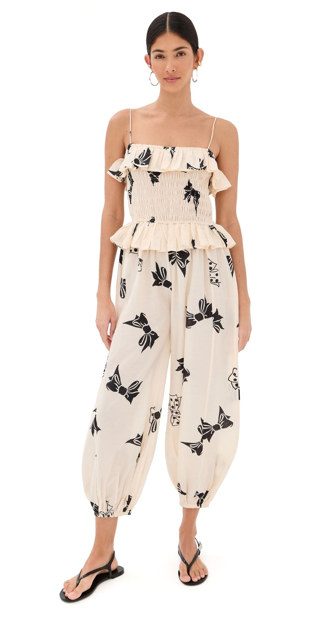Alix of Bohemia Vera Black Tie Jumpsuit Off-White M