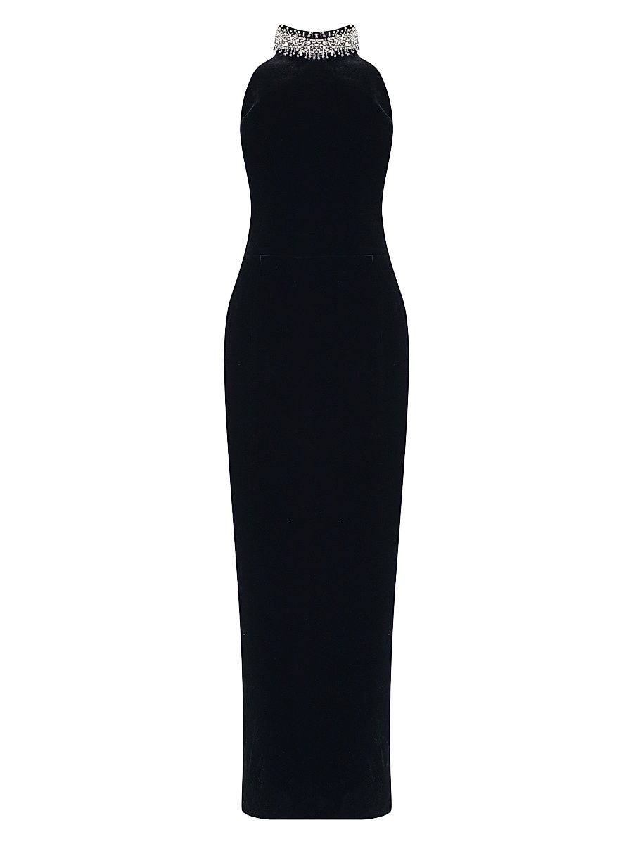 Women's Hemingway Crystal-Embellished Silk Maxi-Dress - Imperial Noir - Size 4