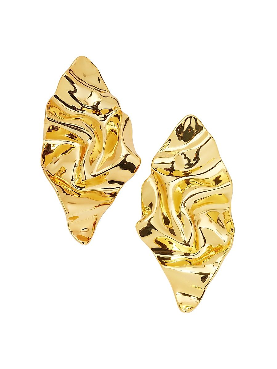 Women's Crumpled Metal 14K Gold-Plated Post Earrings - Gold