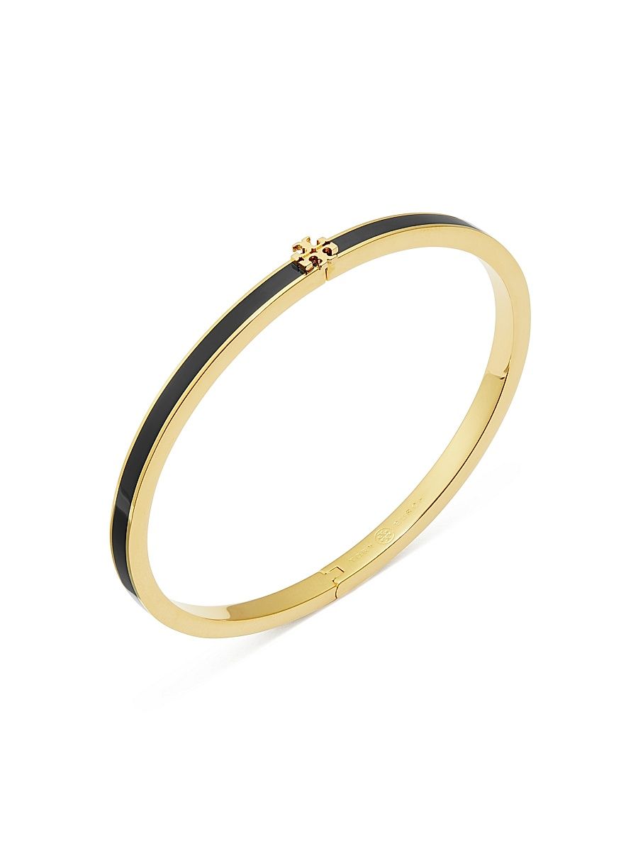 Women's Thin Kira Enamel Bracelet - Tory Gold Black