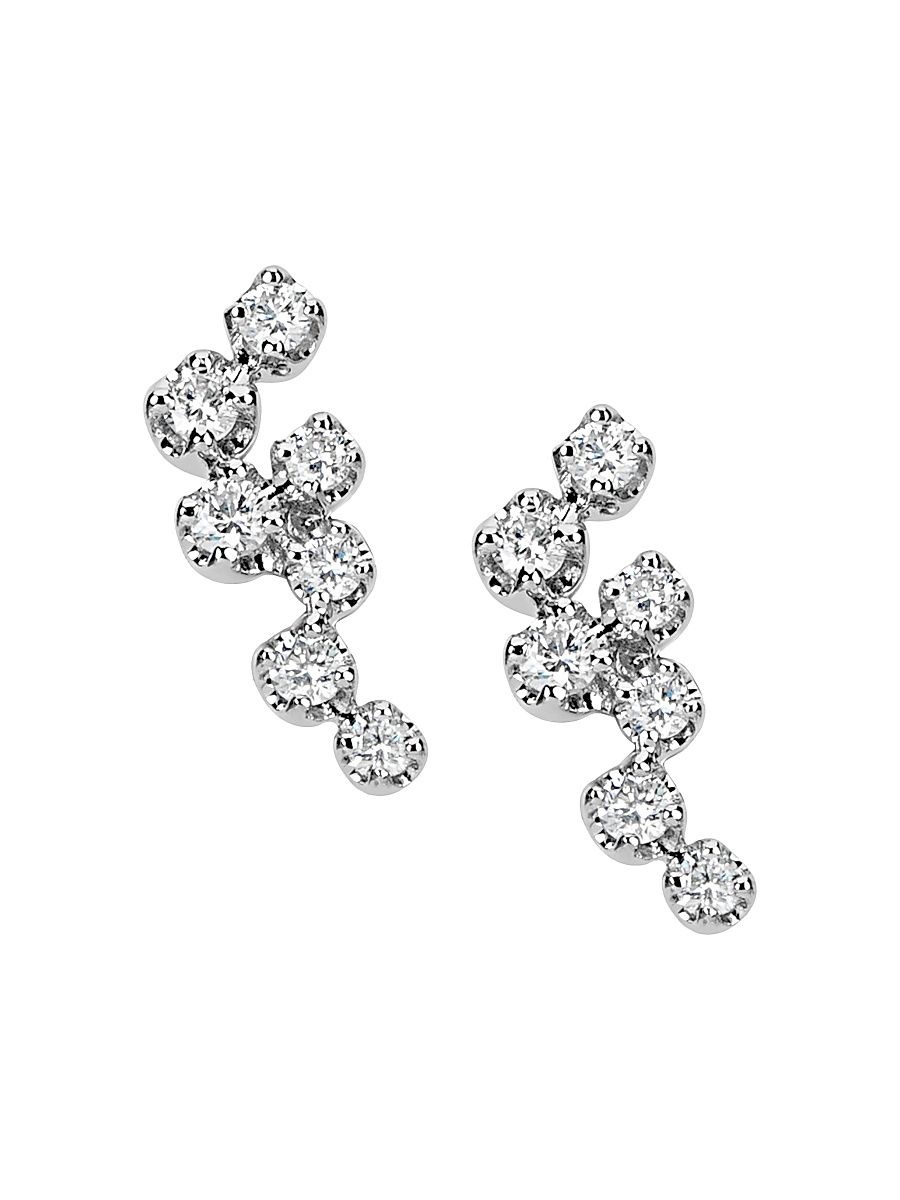 Women's 14K White Gold & 0.18 TCW Diamond Cluster Earrings - White Gold