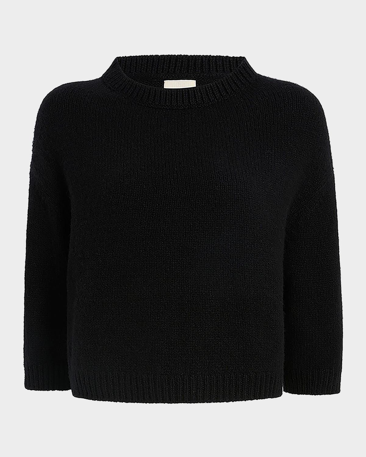 Sabina Cashmere Elbow-Sleeve Boxy Sweater