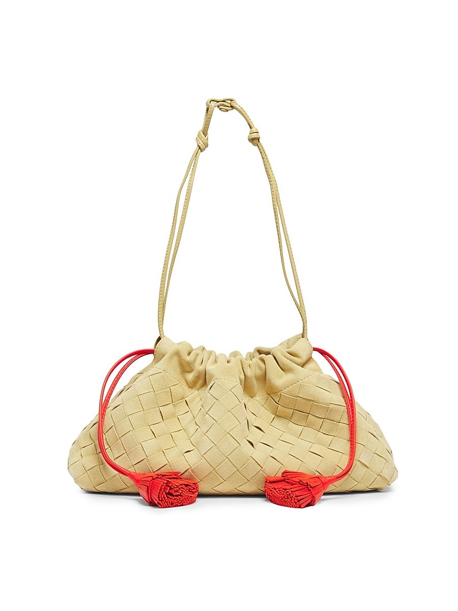 Women's Small Intrecciato Leather Shoulder Bag - Tapioca Cherry