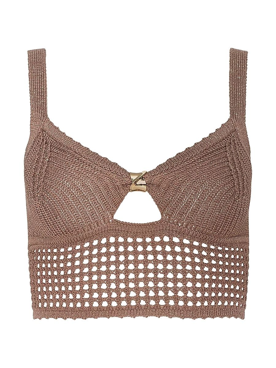 Women's Tracy Pointelle Knit Bralette - Hazelnut - Size XL