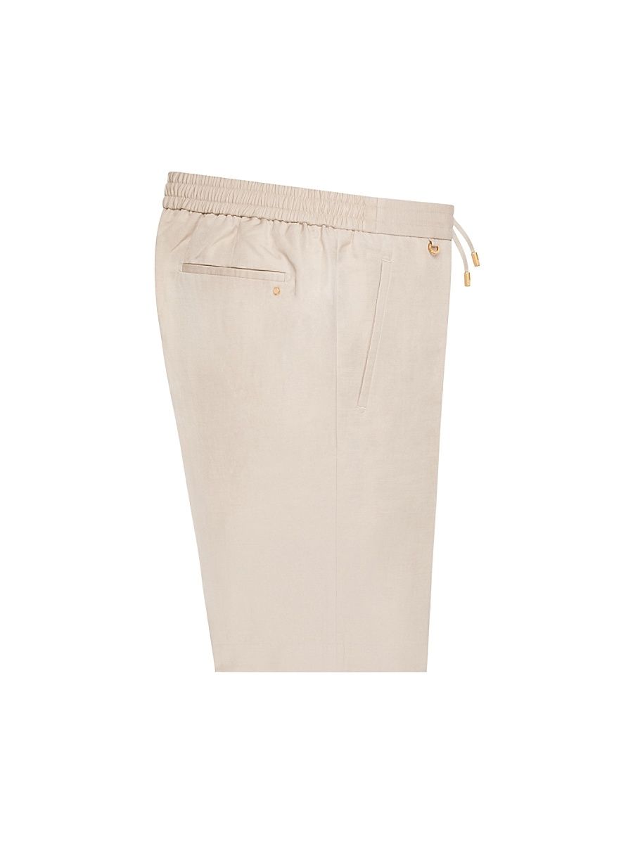 Men's Refined Linen-Silk Bermuda Shorts - Beige - Size 42