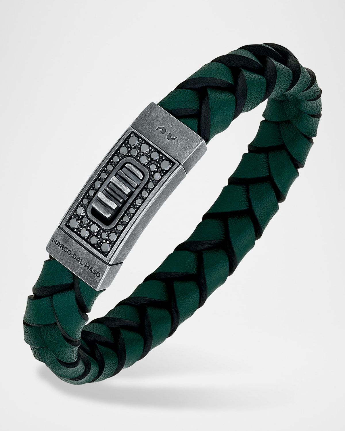 Men & apos;s Last Gladiator Thin Leather Bracelet with Black Diamonds