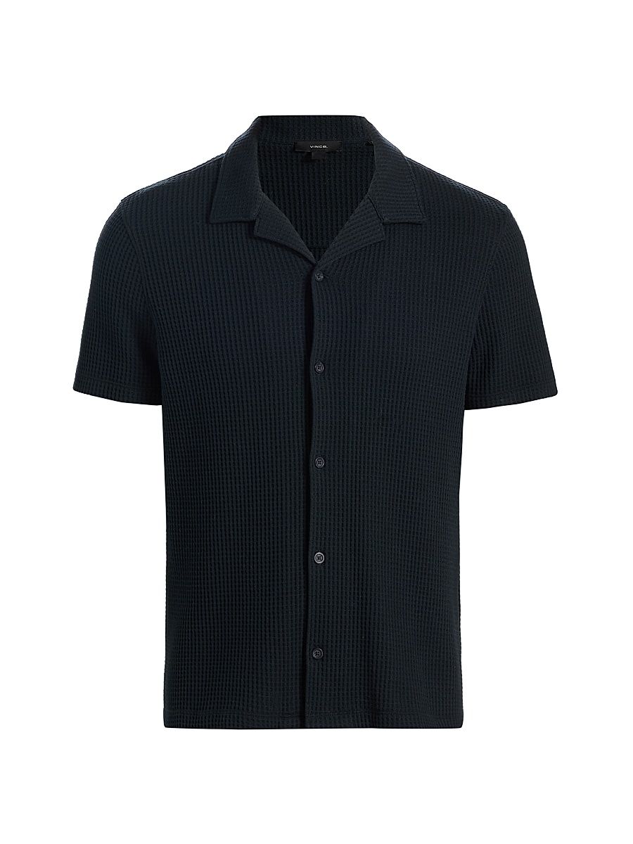 Men's Macro-Waffle Camp Shirt - Blanco - Size XXL