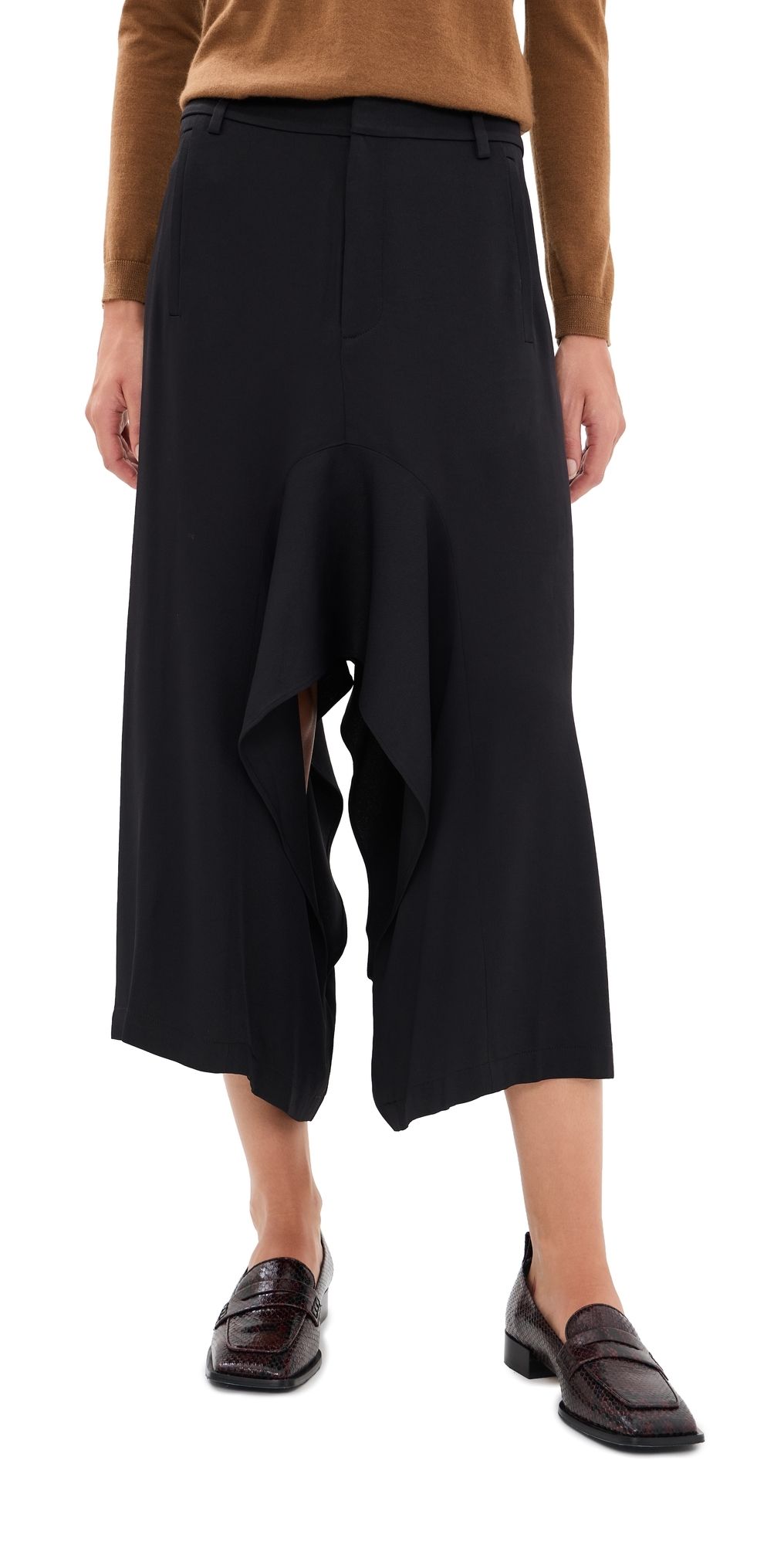 Tibi Eco Acetate Viscose Front Drape Culottes Black 00