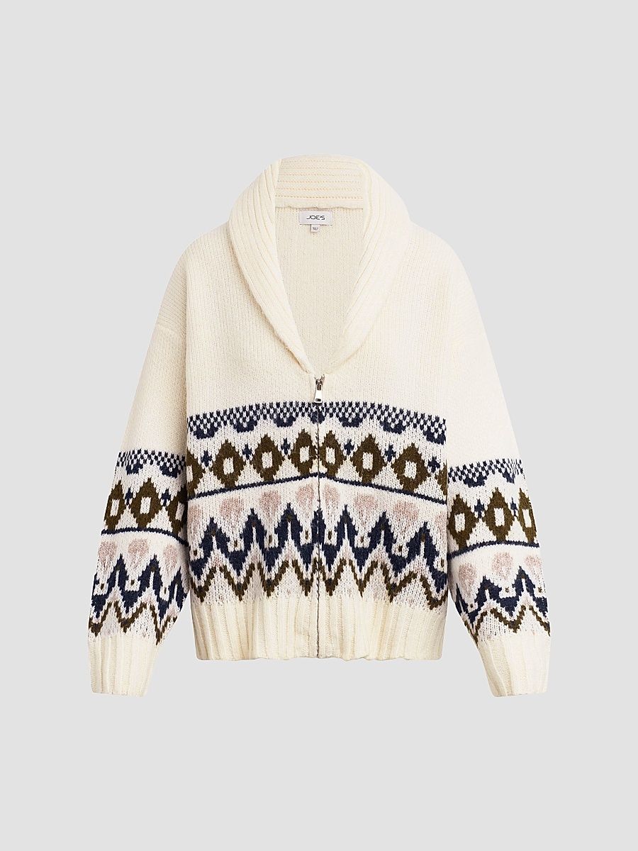 Women's The Inga Fair Isle-Style Cardigan - Ecru Multi Fair - Size Small