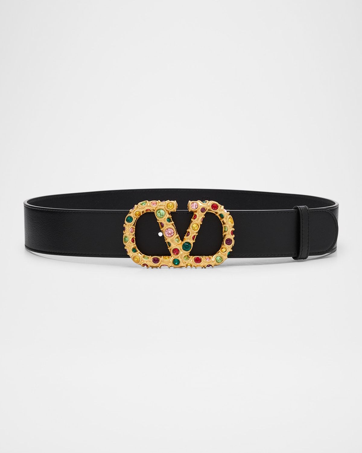 VLogo Signature Embellished Leather Belt, 40mm