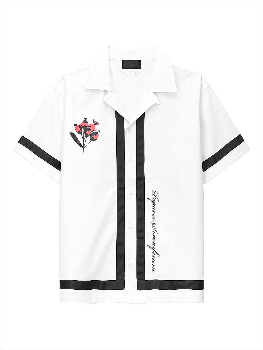 Men's Chaparral Nathan Oversized Bowling Shirt - White Poppy - Size Small