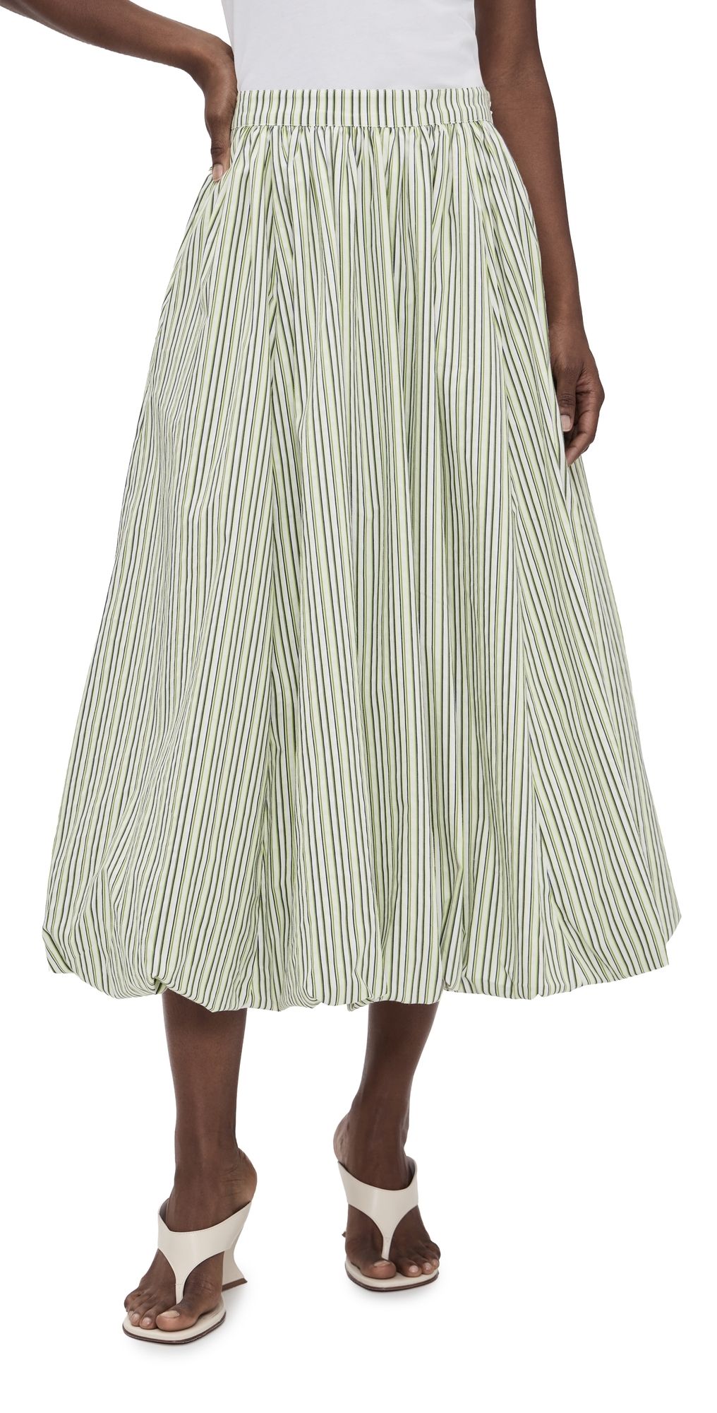 Cinq à Sept Striped Cellah Skirt Ivory/Lime 8