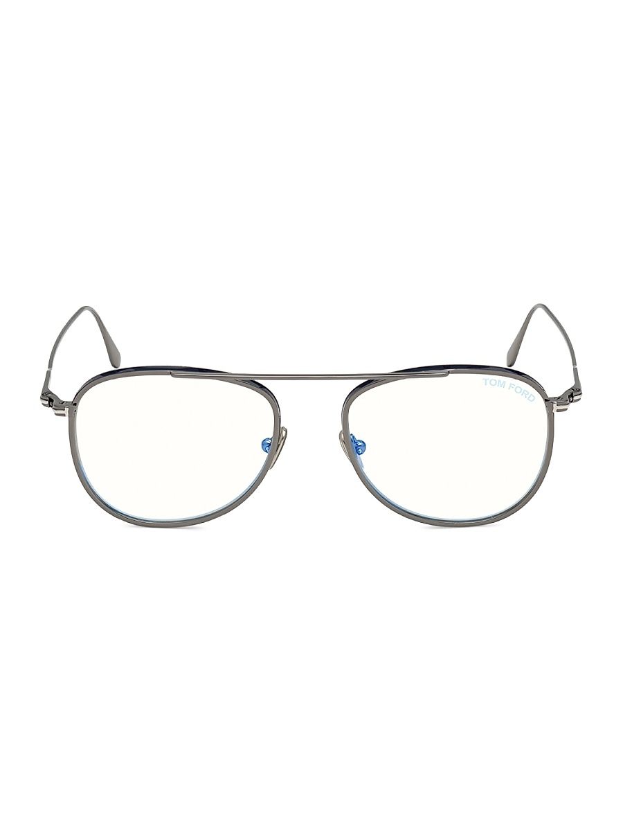 Men's 52MM Pilot Blue Block Optical Glasses - Shiny Dark Grey