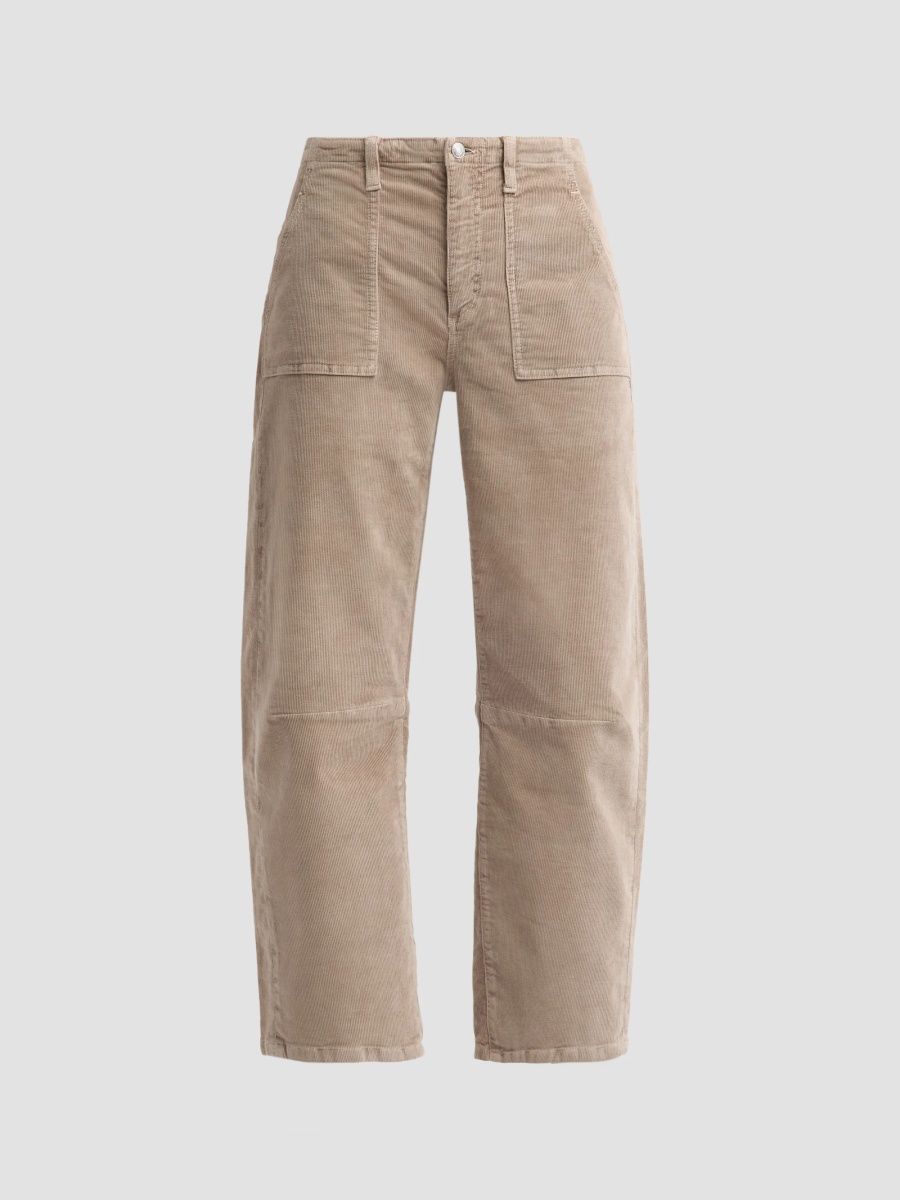 Le Jean Women's Stretch-Cotton Corduroy Barrel-Leg Crop Jeans - Soft Taupe - Size 31