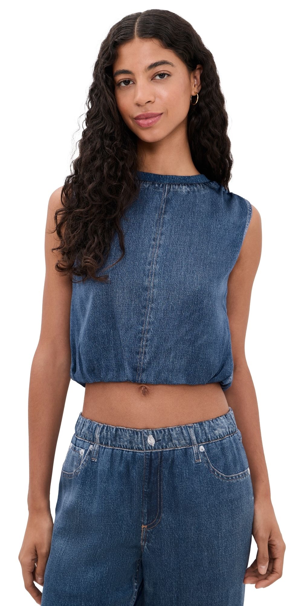 rag & bone Miramar Satin Mica Bubble Top Jasper M
